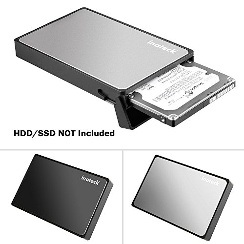[Optimiert für SSD] Inateck USB 3.0 Externes festplatten Gehäuse für 9.5mm 7mm 2.5 zoll SATA-I, SATA-II, SATA-III, SATA SSD und HDD mit USB3.0 Kabel , keine zusätzlichen Treiber benötigt, Werkzeuglose – Silber - 5