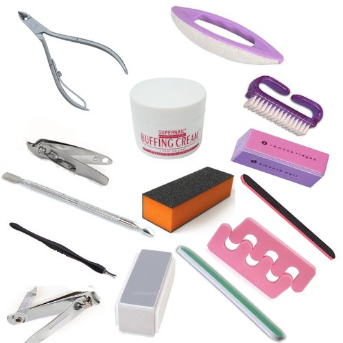 15PCS MANICURE PEDICURE KIT GIFT SET - NAIL CARE SET BUFFING CREAM CUTICLE TRIMMER CUTTER SHINING BUFFER BLOCK