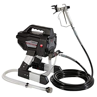 Arebos Système de pulvérisation de peinture Airless « sans air » de 650 W pour peintures et vernis muraux avec pistolet de pulvérisation de peinture inclus