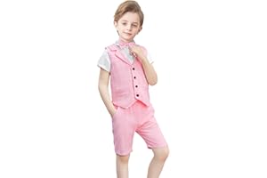 YILAKU Ensemble de Costume d'été pour Garçons Gilet + Pantalon + Chemise + Noeud Papillon Ensemble de Vêtements 4 pièces Gentleman Ensemble de Tenue de Petit Garçon pour Bébé 2-7 ans