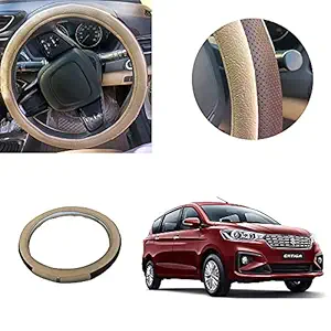 Auto Pearl - Ring Type Car Steering Wheel Cover Universal Genuine PU Non-Slip Natural Rubber Well Padded Grip Breathable Leatherite for - Ertiga 2019 (Diamond Media Brown Beige)