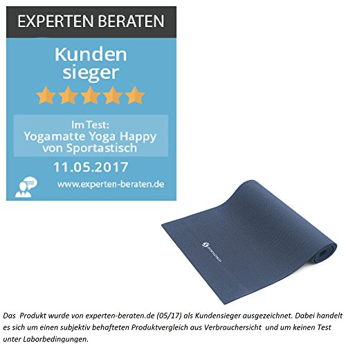 Premium Yogamatte „Happy Yoga“ von Sportastisch :: Farbe: SCHWARZ :: 100% recyclebares, schadstofffreies Material :: extra breite Fitnessmatte mit 183 cm :: besonders weiche Sportmatte mit einer Stärke von 7mm :: rutschfeste Gymnastikmatte dank MEMORY EFFEKT PVC :: Markenqualität, ideal Einsteiger oder Profis :: exzellent geeignet für Yoga, Pilates und Gymnastik :: Exklusives Design für Damen und Herren:: KOSTENLOSER BONUS: eBook Yogatraining :: inklusive 3 Jahren Sportastisch Produktgarantie - 2