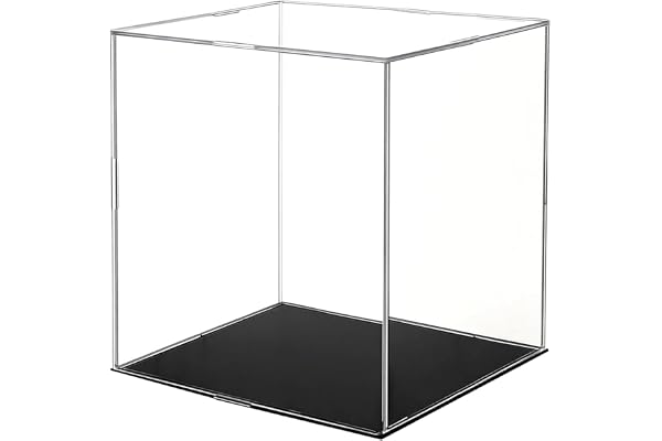 ZhouWei 20 × 20 cm akrylvitrinskåp, klar akryllåda | Kollektion Anti-dammtät akryldisplaylåda med svart bas, för samlarfigure