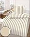 Produktbild Bettwäsche Streifen Beige 155x220 cm - Mako Satin