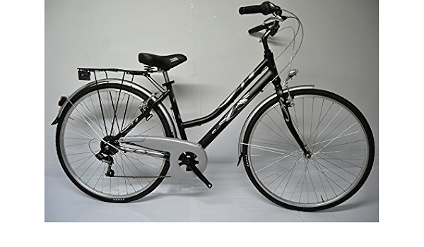 Bici Trekking City Bike Donna 28 in Alluminio 6v Nera Personalizzabile :  Amazon.it