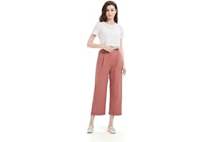 GLOWELFA Pantacourt Fluide Femme Été 7/8 Léger Taille Élastique avec Poches – Noir, Blanc, Rouge, Kaki – Pantalon Court Décontracté Chic pour Vacances, Bureau, Maison, Sport, Randonnée