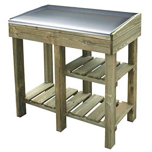 Preisvergleich Produktbild Nordje Pflanztisch Andri mit Metallarbeitsfläche Holz