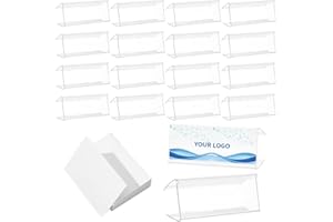 AHANDMAKER 100 Piezas Portaetiquetas Portaetiquetas de PVC Transparente de plástico, Portaetiquetas de Precio con 100 Hojas de Papel Revestido en Blanco para Etiquetas de Precio