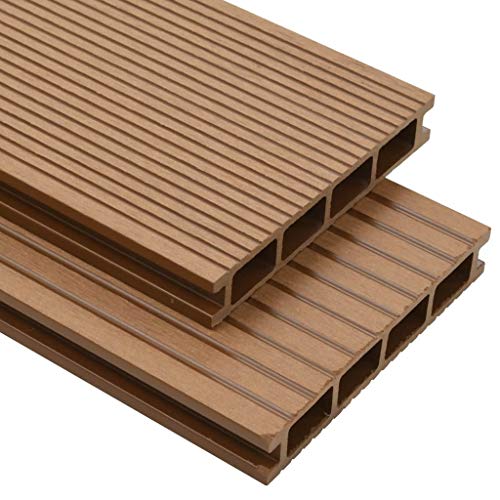 Preisvergleich Produktbild vidaXL WPC Terrassendielen Hohlkammer 10m² 2,2m 25mm Teak Komplettset Diele