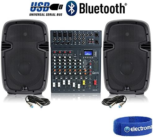 Studiomaster Active DJ Speakers 8-Ch Bluetooth USB Mixer 800W Disco Party