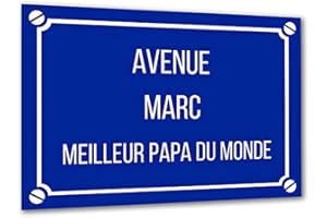 Amikado - Fausse Plaque de Rue en Aluminium personnalisée à votre nom (Bleu) 30 x 20 cm