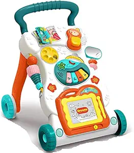 DROZIP Baby Sit-to-Stand Learning Music Walker Trolley Multifunctional Music Cartoon Musical Developmental Educational Toy Gifts for Baby Toddlers Boys Girls Kids for Age 9 Months up || Multicolor