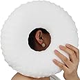 Heal n Hope Ear Piercing Pillow for Side Sleeping, CHN Pillow with Hole for Side Sleepers Ear Pain Inflammation Pressure Sores O-Shaped Donut Guard Minky Dot White
