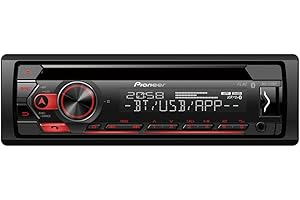 Pioneer DEH-S320BT 1-DIN CD Tuner with Bluetooth, USB, Spotify, Pioneer Smart Sync App and compatible with Android devices.