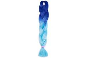 SEGO Capelli per Treccine Africane Extension Afro Trecce Lunghe 60cm Treccia Finta Braiding Hair Sintetici Ombre Crochet Fibre 100g - Blu Scuro/Blu Chiaro