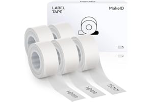 MakeID Termiczna etykieta, taśma do etykiet, samoprzylepna taśma z tworzywa sztucznego, 16 mm x 4 m, zapasowa taśma do wytłaczania etykiet, naklejka 3D do drukarki etykiet Bluetooth, 5 x transport