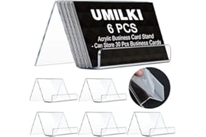 UMILKI 6 Pcs Visitenkartenhalter Acyrl, Transparent Visitenkartenständer, 9*6*5cm Visitenkarten Aufsteller Fasst 30 Visitenkarten, Visitenkarten Display für Schreibtisch Büro Visitenkartenhalter Sammlung