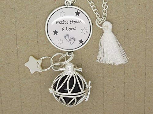 Bola de Grossesse Argent Plaqué Personnalisable collier sautoir avec cabochon personnalisable cadeau future maman, cadeau de grossesse; cadeau fête prénatale.