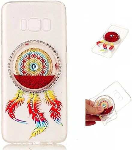 Samsung Galaxy S8 Case Cover MUTOUREN TPU Silicone mobile phone shell Protective Liquid Crystal shockproof Liquid Cover Stylish 3D Creative Red Dreamcatcher Design Quicksand Glitter Clear Crystal Gel Rubber Bumper Protective anti-scratch Clear soft Case-quicksand dreamcatcher 07