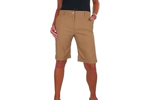 icecoolfashion Womens Stretch Shorts with Pockets Above Knee Length Straight Leg Bermudas with Turn Up Cuffs