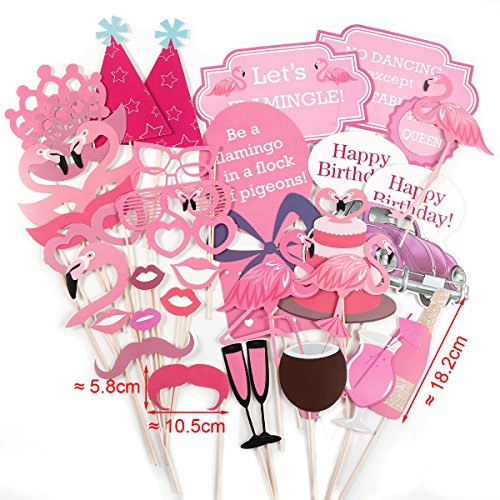 31tlg. Flamingo Foto Verkleidung Photo Booth Props Maske Baby Hochzeit Party Geburtstag Fotorequisiten Fotoautomaten Partymitbring - 8