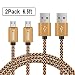 Produktbild Micro USB Kabel, TYJTECH 2-Pack 6.5ft/2m Micro USB Schnellladekabel Geflochtenes Kabel High Speed Sync f¨¹r Android Smartphones, Samsung Galaxy, HTC, Huawei, Sony, Nexus, Nokia, Kindle und mehr (Gold)