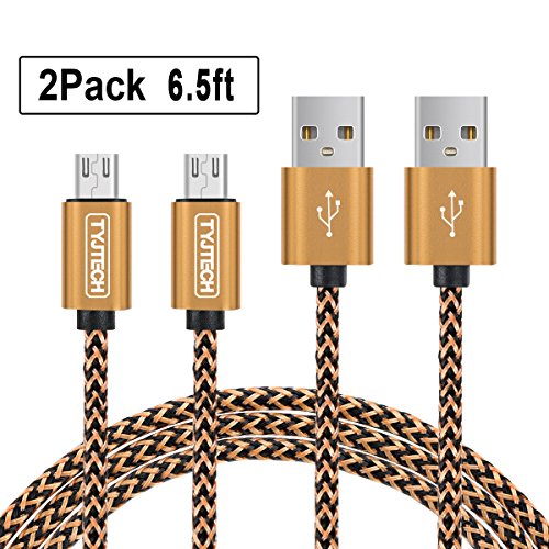 Micro USB Kabel, TYJTECH 2-Pack 6.5ft/2m Micro USB Schnellladekabel Geflochtenes Kabel High Speed Sync f¨¹r Android Smartphones, Samsung Galaxy, HTC, Huawei, Sony, Nexus, Nokia, Kindle und mehr (Gold)