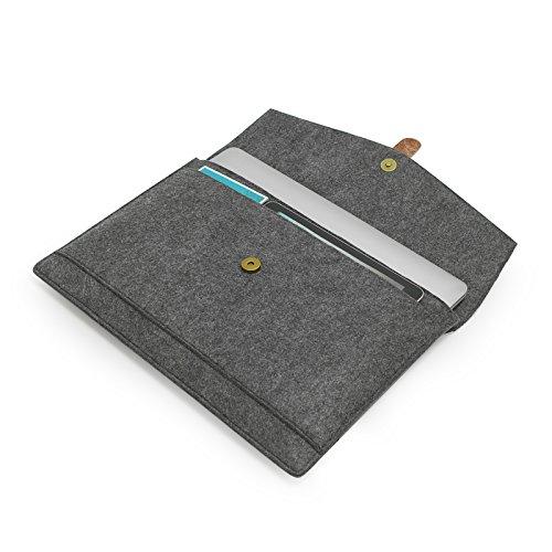 Lavievert Filz u. Leder Laptop-Tasche, Schutzhülle Tasche mit Schwarz-Weiß-Raster und zwei internen Taschen für 13 Zoll Macbook Air / Pro / Pro Retina und 13-13,3 Zoll Laptop / Notebook [ Grau ] - 7