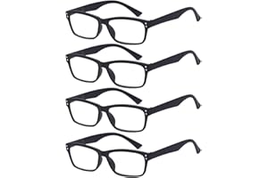 ALWAYSUV 4 Stück Schwarz Federn-Scharnier Lesebrille Klassische Lesehilfen Sehhilfen Brille 1.5