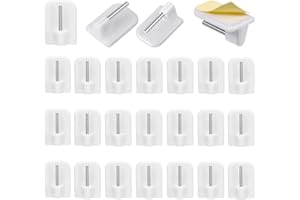 zoerbufan 24 Stück Gardinenhaken Selbstklebend, Gardinenhaken Klebehaken Selbstklebend Hake für Gardinenstangen Vitragestangen Gardinenhalter Vorhänge, Dekohaken (Weiß)