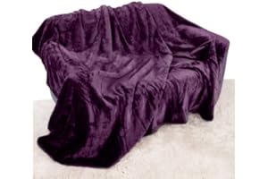 Quality Linen and Towels Purple Aubergine Mink Throw Soft Plush Large (150cm x 200cm- Suitable for Double Size Bed or 2 Seater Sofa) Sofa Bed Runner Bedspread Blanket