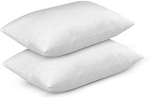 adsin Set of 2 Duck Feather Cushion Inserts – 35cm x 50cm (14" x 20") – Off-White Throw Pillow Pads with 100% Cotton Down-Proof Cover – Soft & Supportive Inner Fillers for Sofas & Beds