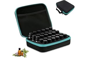 GIDWRIY 30 Löcher Tasche für Ätherische Öle 5 ML/10 ML/15 ML,Box für Ätherische Öle Aufbewahrung Reise,Tragetasche Ätherische Öle Set Koffer Mit Griff,Essential Oils Box,Nagellack Aufbewahrungsbox