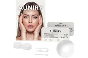 AUNIRY Lentilles Couleur Gris "PEARL" Naturel : Kit Complet (2 Lentilles, Pince, Ventouse Et Étui), 12 Mois, Sans Correction, Sans Prescription, 0 Dioptrie et DIA 14.2mm | AUNIRY