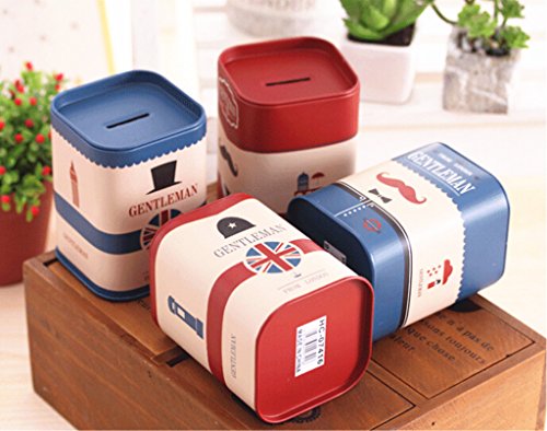 Britische Art Jahrgang Metall Sparschwein Spardose Sparbüchse Münze Box Piggy Bank – Rot - 2