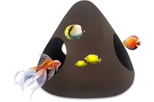 LuckyOpt Cueva de camarones de cerámica, escondite de camarones de acuario con agujeros, cueva de acuario para camarones peces pequeños peces marinos, cueva de peces Betta para camarones pequeños para