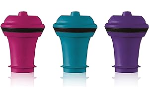 Vacu Vin Tappi per Il Vuoto Salvavino, Set di 3 - Rosso / Blu / Rosa