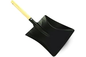 MAXPERKX Large Garden Wooden Handle Hand Metal Shovel Planting Digging Dust Coal Leaves Ash PAN Spade Scoop INDOOR OUTDOOR Fireside