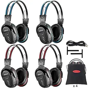 4 Pack of DVD Wireless Headphones, Car Kids Headphones, IR Headphones for Car Entertainment System, Wireless IR Headphones with Dual Channel