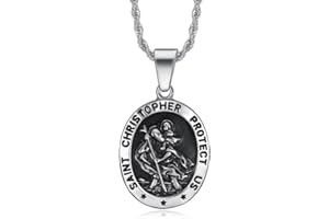 BOBIJOO JEWELRY - Medaillon-Anhänger, Mann Der Heilige Christophorus Schutzpatron Reisenden Christus Kettenschutz
