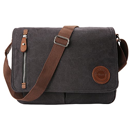 Preisvergleich Produktbild Gibgas Umhängetasche Herren Laptoptasche Schultasche Schultertasche Arbeitstaschen für Herren Damen 14’’ Laptop A4 Ordner Arbeit Uni Reise Sport (Schwarz)