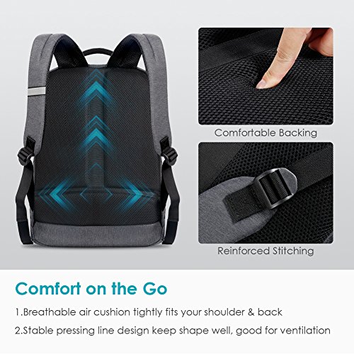 REYLEO Business Rucksack Herren Wasserdichte 14.1 Zoll Laptop Tasche Backpack Für Arbeit Und Stadt Grau - 4