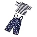 Produktbild MagiDeal Nettes Gestreiftes T-Shirt & Stern gedruckt Schultergurt Hosen Für 18 Zoll American Girl (Schwarz + Weiß + Blau)