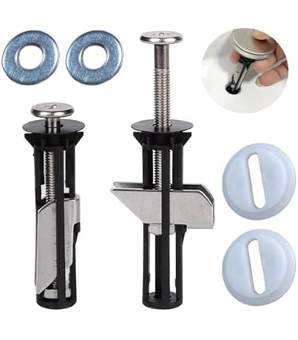 Kit De 2 Charnières Pour Siège De WC - Fixation Par Le Haut, écrous En Caoutchouc, Vis Inox - Remplacement Universel - 3