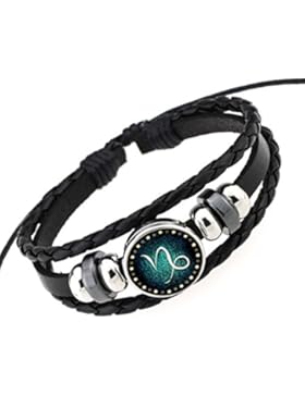 Soleebee verstellbar Retro Legierung PU-Lederarmband Konstellation geflochtene Click Button Armband fit 5.5mm-Knopfloch-Click...