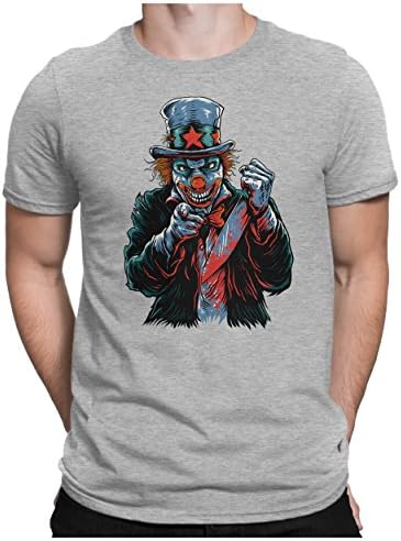 PAPAYANA - KILLER-CLOWN - Men's Fun T-Shirt - Halloween Horror It Scream Costume Mask Saw - 4XL Heather Grey