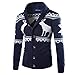 Produktbild Mode Sport Strickjacke Herren, DoraMe Männer Weihnachten Strickwaren Mantel Winter Weihnachten Hirsch Pullover Jacke Lange ärmel Sweatshirt (Marine, M)