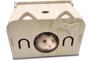 Eyksta Wooden Hamster House Hamster Hideout Corner House Cage Accessories Décor for Syrian Hamsters Dwarf Hamsters 18 x 12 x 13 cm