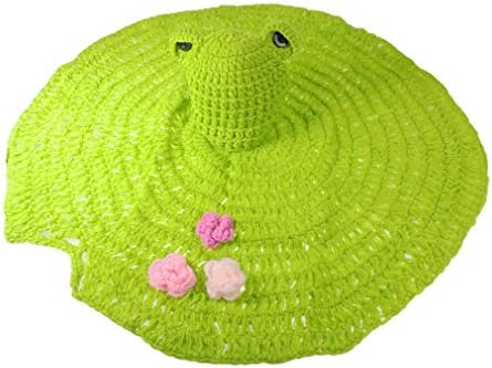 Adorable Hand Crochet Baby Girls Boys Colourful Photography Prop Hat And Pants Various Sizes To Available In 6 Different Designs (Frog Hat & Lily Pad)