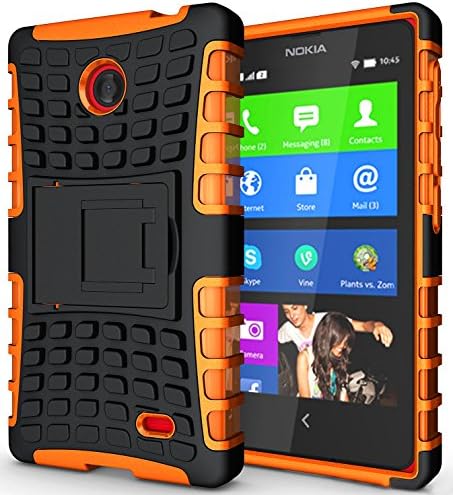 For LG G Flex 2 (H955) Hard Silicone Strong Heavy Duty Shock Proof Dual Layer Armour Protective Case Cover with Built-in Stand in ORANGE with RETRACTABLE Stylus Touch Screen Pen and Screen Protector